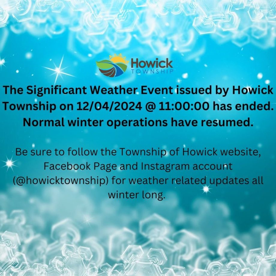 Significant weather event ended