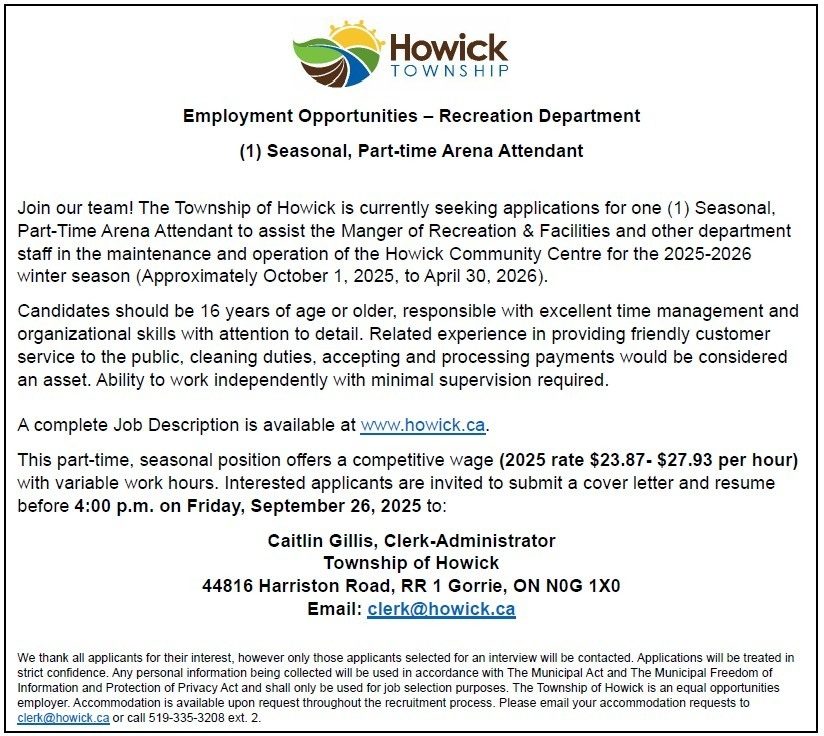 Arena Attendant Job Ad