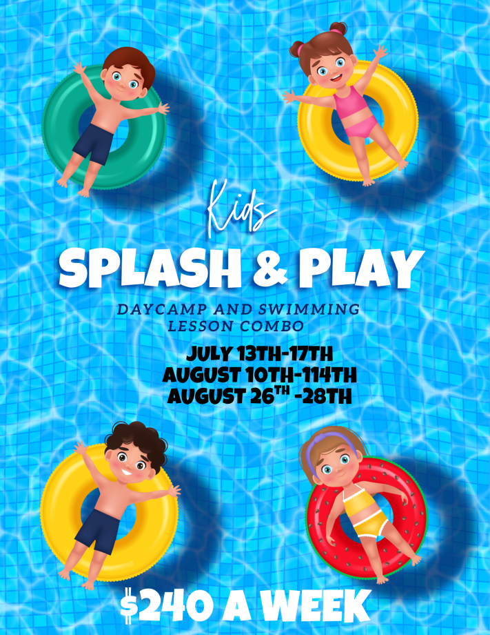 Blue Cartoon Illustrated Kids Pool Party Flyer 1